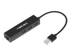 Natec Dragonfly USB zvezdišče, 3x USB, Ethernet (USB-HUB-NAT-DRAGONFLY)