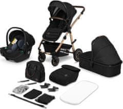 Lionelo Amber 3v1 kombiniran otroški voziček, črn (Black Onyx)