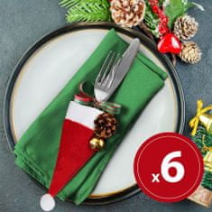 Family Komplet božičnih dekoracij za jedilni pribor - Božičkova kapa - 17 cm - 3 vrste - 6 kos / paket