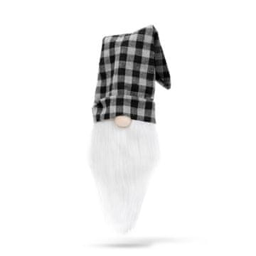 Family Božična dekoracija steklenice za pijačo - beli karirasti škratek - poliester - 40 x 12 cm