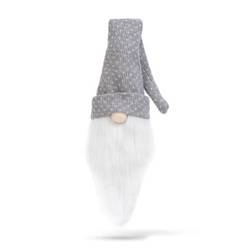 Family Božična dekoracija steklenice za pijačo - škratek s sivo kapo - poliester - 50 x 10 cm