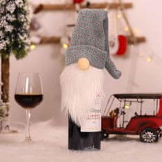 Family Božična dekoracija steklenice za pijačo - škratek s sivo kapo - poliester - 50 x 10 cm