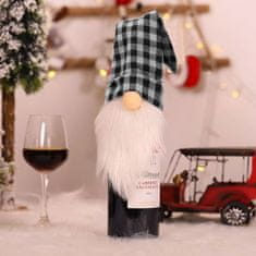 Family Božična dekoracija steklenice za pijačo - beli karirasti škratek - poliester - 40 x 12 cm