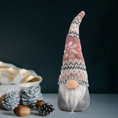 Family Božični skandinavski palček sivo/roza kapa 22 cm