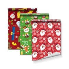 Family Božični darilni papir v roli- 3 vrste/komp. - 70 gsm - 70 x 150 cm rdeča/zelena/temno rdeča