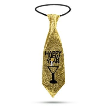 Family Novoletna kravata - zlate bleščice - 41 x 11 cm - Happy new year