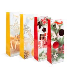 Family Božična darilna vrečka za steklenice - papirna - 360 x 127 x 83 mm - 4 vrste / paket