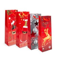 Family Božična darilna vrečka za steklenice - papirna - 360 x 127 x 83 mm - 4 vrste / paket