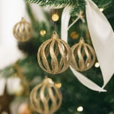 Family Komplet okraskov za božično drevo - bleščeče zlate kroglice - 7 cm - 6 kos