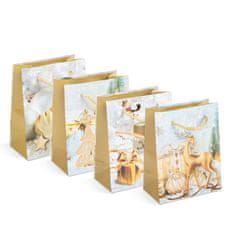 Family Božične darilne vrečke M - papir - 114 x 64 x 146 mm - 4 vrste / komp.