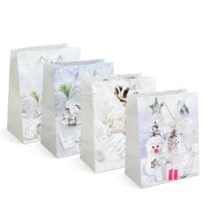 Family Božične darilne vrečke L - papir - 178 x 102 x 228 mm - 4 vrste / komp.