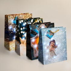 Family Božična darilna vrečka L s LED lučkami Angel 178 x 102 x 228 mm - 4 vrste / komp.