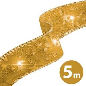 Family Božični LED trak - zlat - 5 mx 5 cm - 50 LED - USB