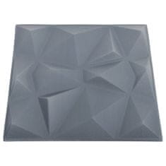 Vidaxl 3D stenski paneli 12 kosov 50x50 cm diamantno sivi 3 m²