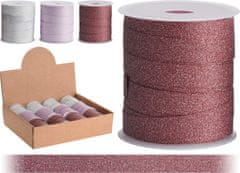 STREFA Trak za zategovanje 10mx1cm GLITTER mix BORDE/PINK/SILVER