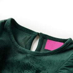 Vidaxl Otroška bluza z naborki temno zelena 128