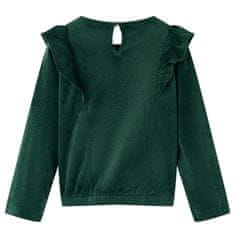 Vidaxl Otroška bluza z naborki temno zelena 116