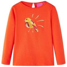 Greatstore Otroška majica z dolgimi rokavi temno oranžna 128