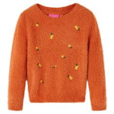Greatstore Otroški pulover pleten žgano oranžen 104