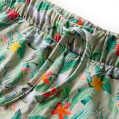 Greatstore Otroške kratke hlače z vrvico tisk samorog in rastline svetlo kaki 92