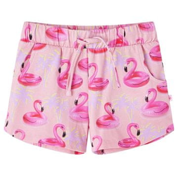 Vidaxl Otroške kratke hlače z vrvico potisk flamingo obroč svetlo roza 92