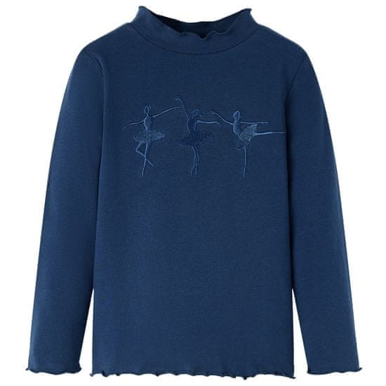 Greatstore Otroška majica z dolgimi rokavi mornarsko modra 128