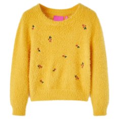 Greatstore Otroški pulover pleten oker 140