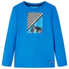 Greatstore Otroška majica z dolgimi rokavi kobaltno modra 104