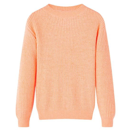 Greatstore Otroški pulover pleten živo oranžen 128