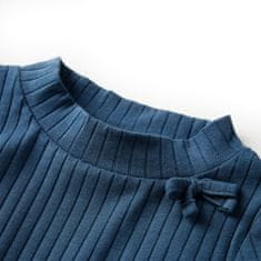 Greatstore Otroška majica z dolgimi rokavi rebrasta pletenina mornarsko modra 104