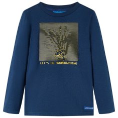 Greatstore Otroška majica z dolgimi rokavi mornarsko modra 140