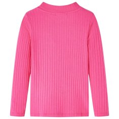 Vidaxl Otroška majica z dolgimi rokavi rebrasta pletenina živo roza 104