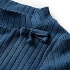 Greatstore Otroška majica z dolgimi rokavi rebrasta pletenina mornarsko modra 104