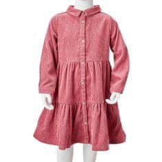 Greatstore Otroška obleka z dolgimi rokavi žamet starinsko roza 104