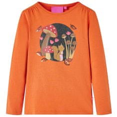 Greatstore Otroška majica z dolgimi rokavi žgano oranžna 128