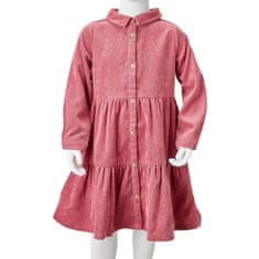 Greatstore Otroška obleka z dolgimi rokavi žamet starinsko roza 116