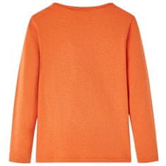 Vidaxl Otroška majica z dolgimi rokavi žgano oranžna 116