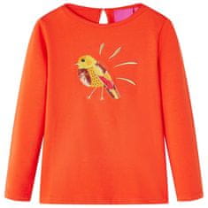 Greatstore Otroška majica z dolgimi rokavi temno oranžna 104