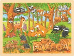 Goki Lesena sestavljanka Baby živali v gozdu 48 kosov