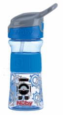 Nuby Športna steklenička z mehko slamico 360 ml, modra, 3+