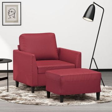 Vidaxl vidaXL Fotelj z podnožjem vinsko rdeč 60 cm umetno usnje
