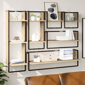 Vidaxl vidaXL Komplet 6 stenskih polic s prečkami, hrast sonoma