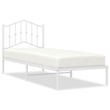 Vidaxl Kovinski posteljni okvir z vzglavjem bel 90x190 cm