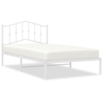 Vidaxl Kovinski posteljni okvir z vzglavjem bel 107x203 cm