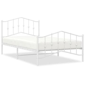 Vidaxl Kovinski posteljni okvir z vzglavjem in vznožjem bel 100x200 cm