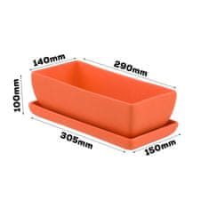 botle Keramični cvetlični lonec moderne barve Matte Orange 29 cm Pravokotni lonec za kaktuse