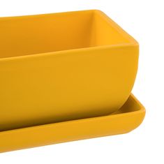 botle Keramični cvetlični lonec moderne barve Matte Yellow 29 cm Pravokotni lonec za kaktuse