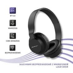 Qoltec qoltec loud wave brezžične slušalke z mikrofonom | bt 5.0 jl | črna
