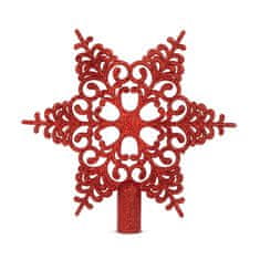 Family Špica za božično drevo - zvezdasta oblika - 20 x 20 cm - rdeča