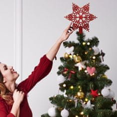 Family Špica za božično drevo - zvezdasta oblika - 20 x 20 cm - rdeča